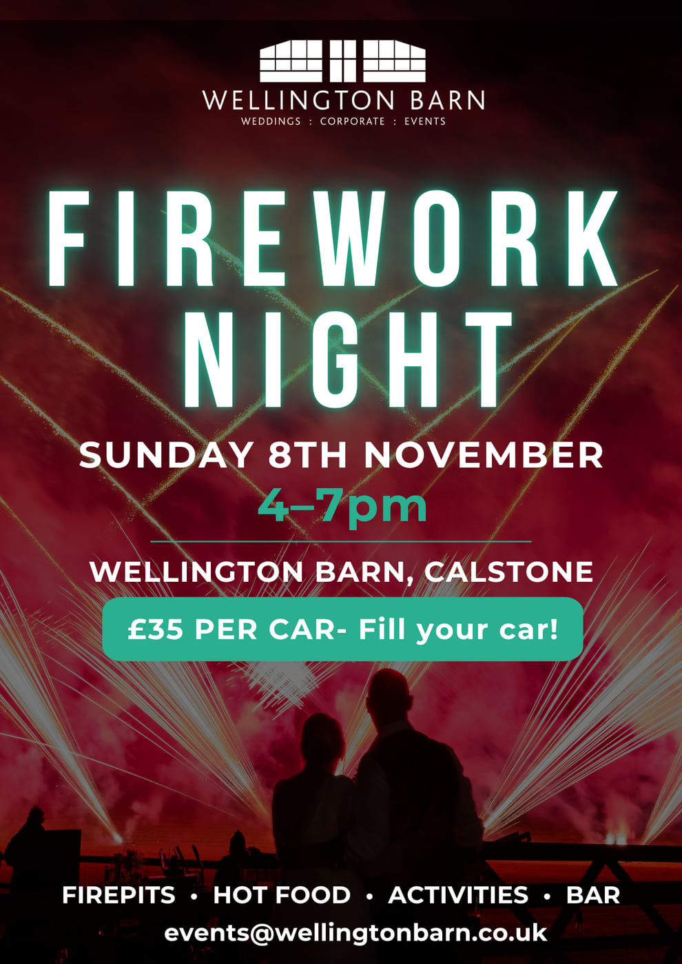 Poster for Firework Night at Wellington Barn